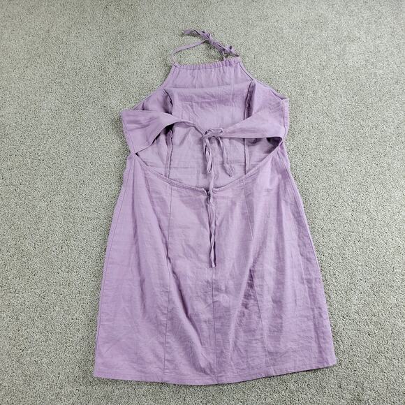 Urban Outfitters Womens Dress 8 Purple Halter Neck Open Tie Back Bodycon Mini - Picture 5 of 12